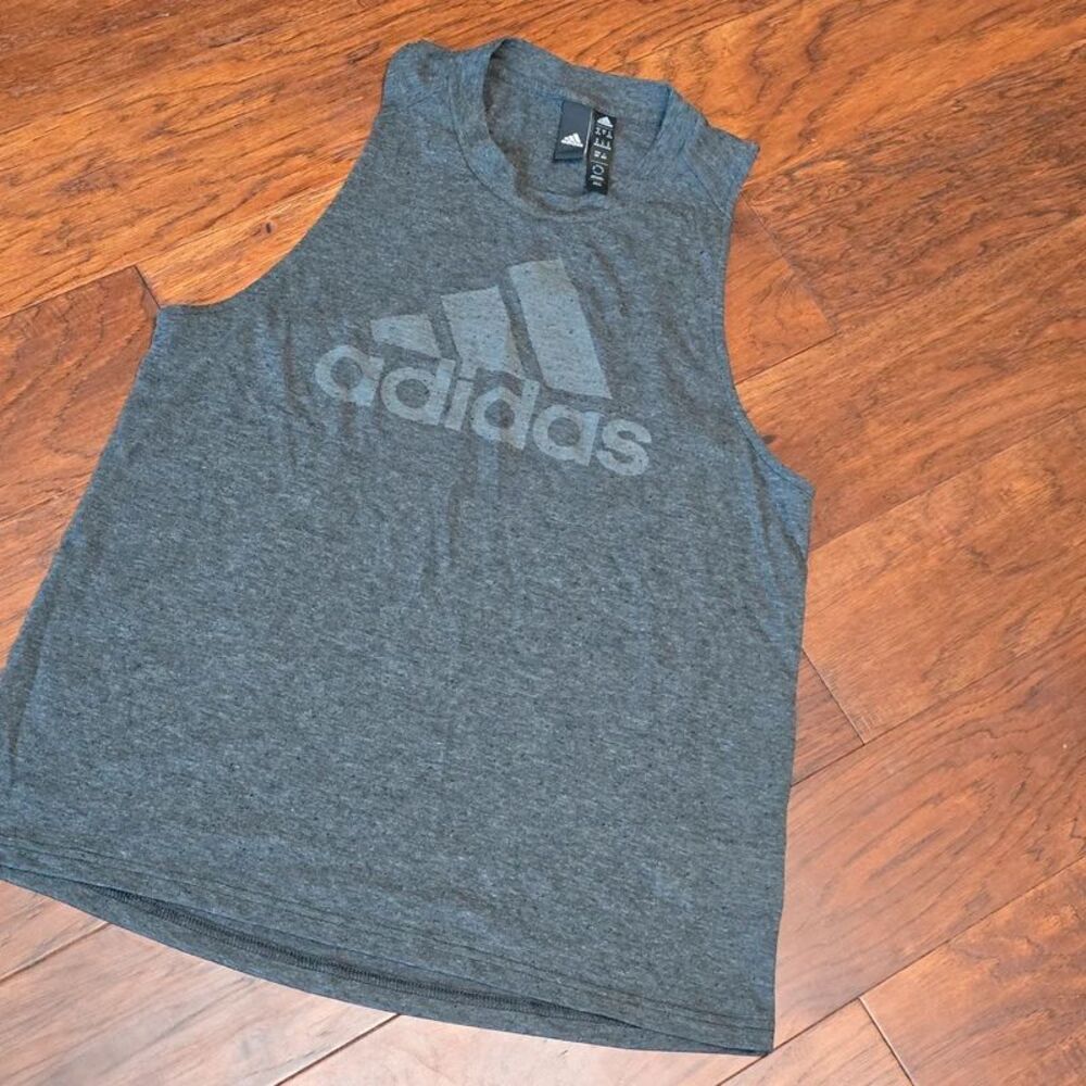 Adidas sleeveless tank top gray grey size Medium